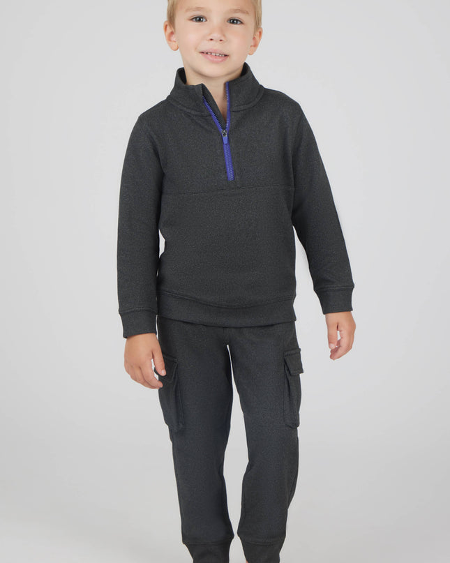 Boys Melange Fleece Half Zip and Jogger | BLACK/SURF THE WEB