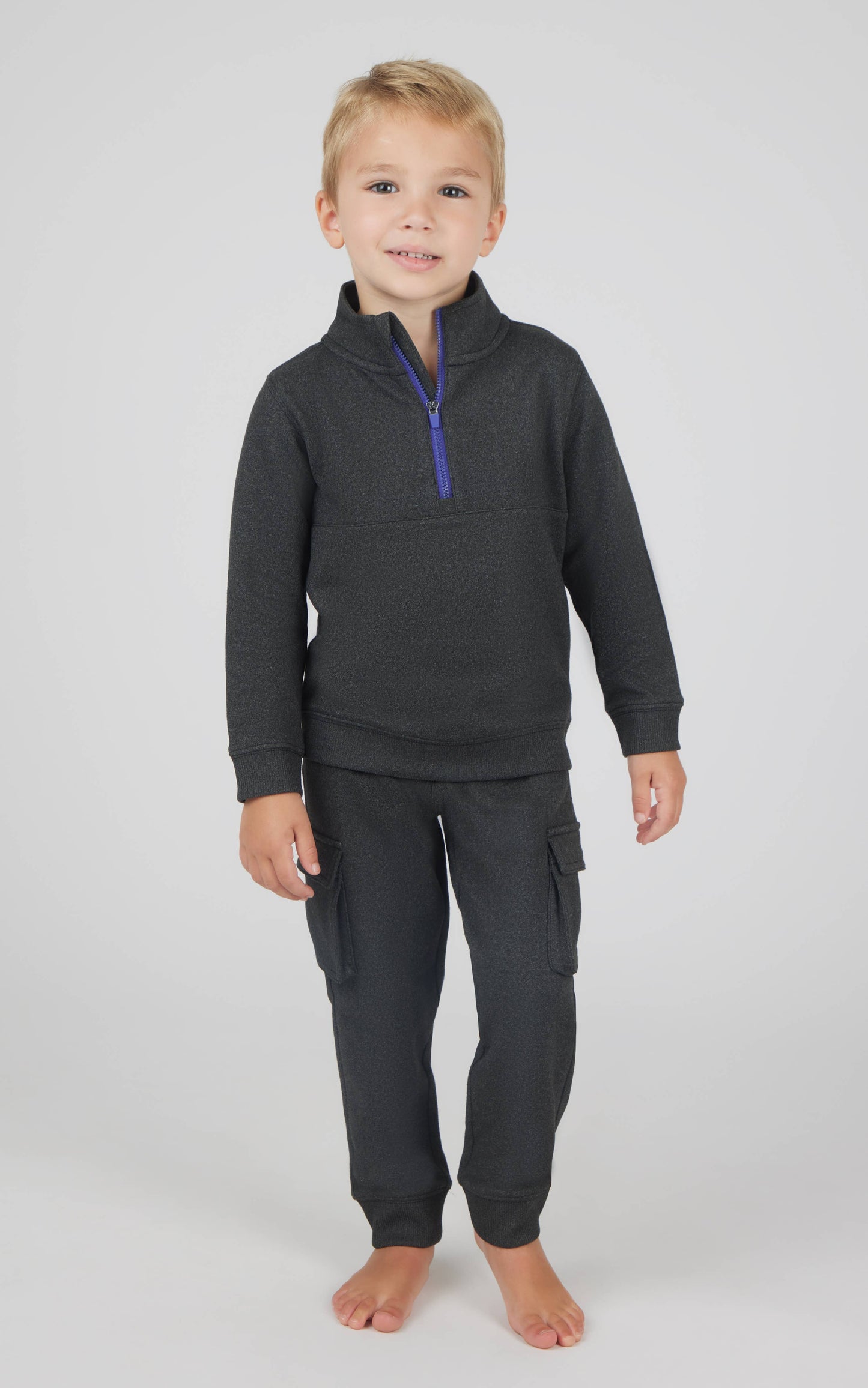 Boys Melange Fleece Half Zip and Jogger | BLACK/SURF THE WEB
