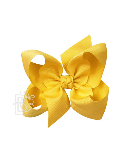 SIGNATURE GROSGRAIN BOW ON CLIP: 6.5" Jumbo - 2.25" Ribbon on Lg. Alligator Clip / BRIGHT YELLOW
