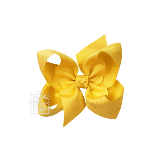 SIGNATURE GROSGRAIN BOW ON CLIP: 6.5" Jumbo - 2.25" Ribbon on Lg. Alligator Clip / BRIGHT YELLOW