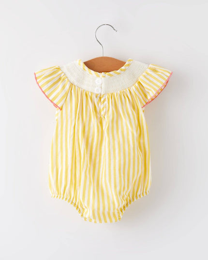 Spring Chick Floral Embroidered Smocking Romper