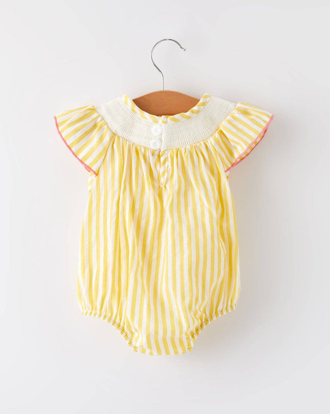 Spring Chick Floral Embroidered Smocking Romper