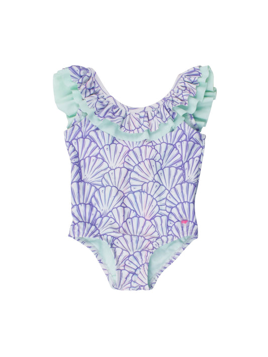 Magical Mermaid Scoopback Ruffle One Piece Swimsuit