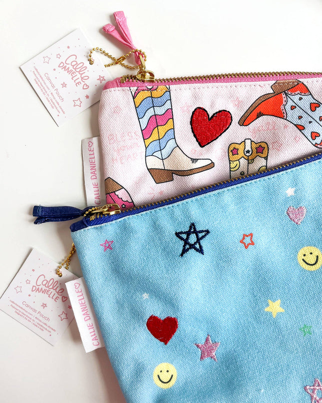 Western Cowgirl Boots Canvas Pouch