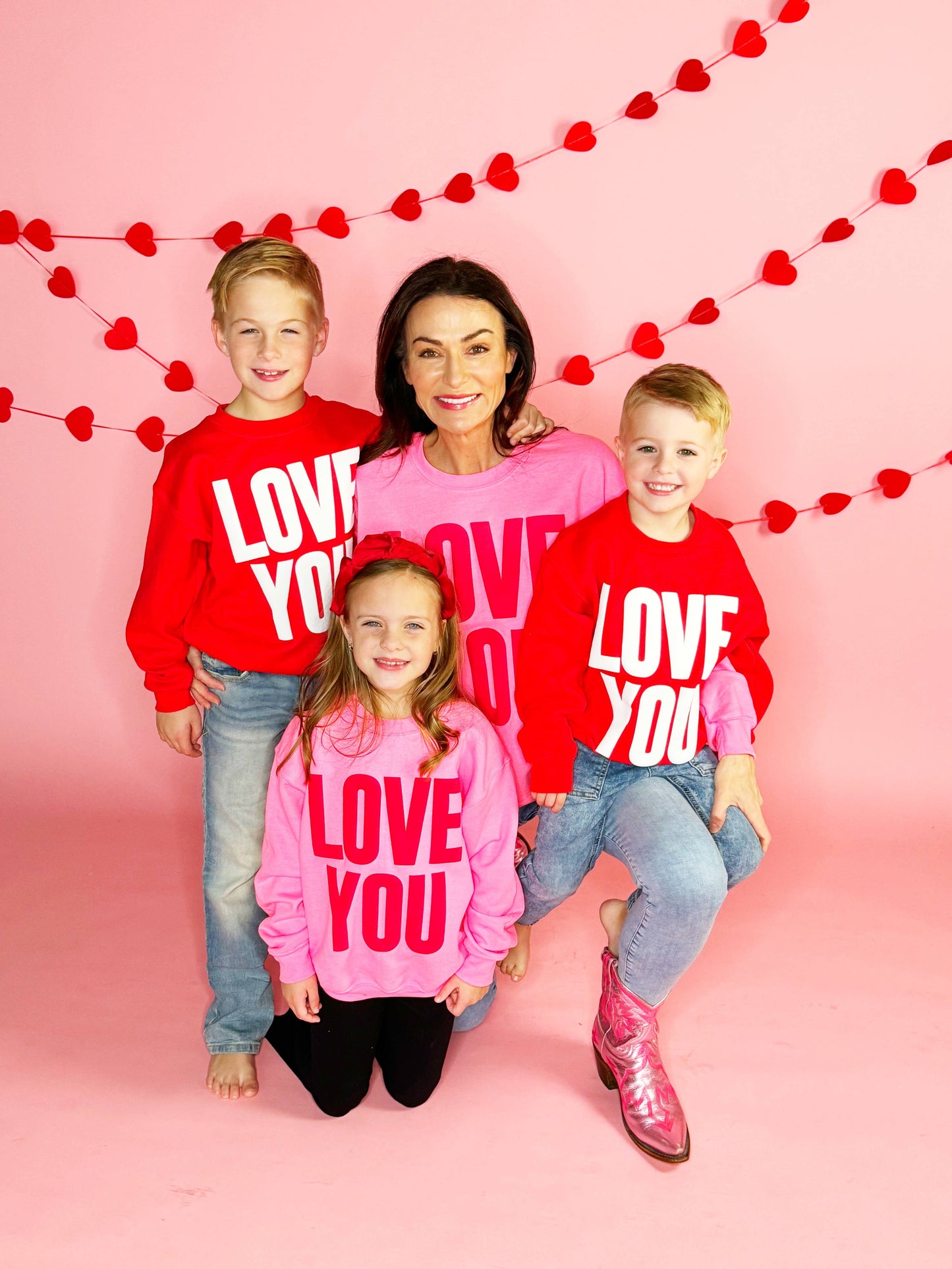 Love You Valentines Puff Sweatshirt | Red