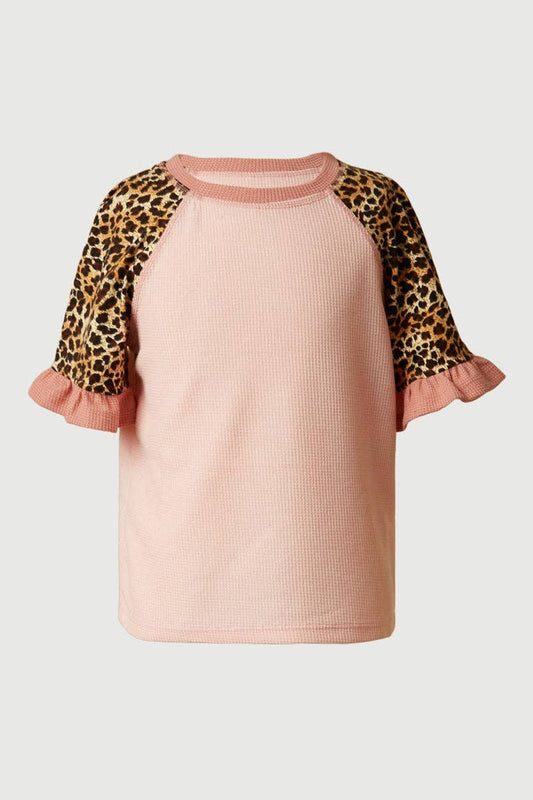 Leopard Sleeve Raglan Knit Top | Blush
