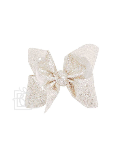 GLITTER METALLIC BOW ON CLIP: 6.5" Jumbo - 2.5" Ribbon on Lg. Alligator Clip / ROYAL BLUE