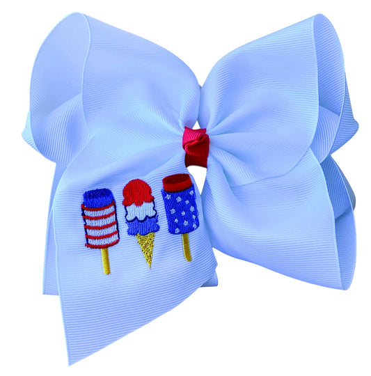 6” Patriotic Popsicle Bow | White