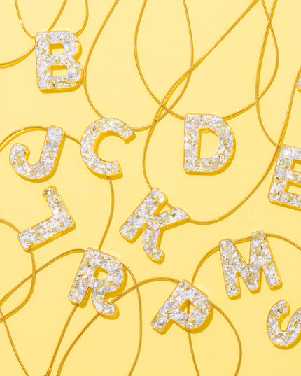 Letter Necklaces w/ Display - Pearl Confetti