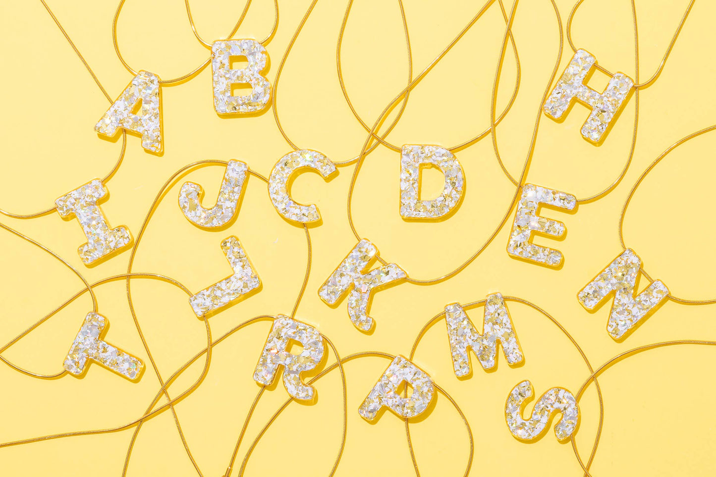 Letter Necklaces w/ Display - Pearl Confetti