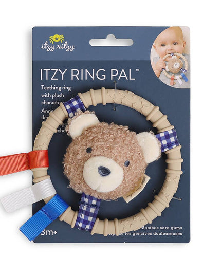 Itzy Ring Pal™ - Teething Ring with Plush Character: Taupe Bear