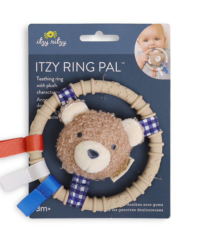 Itzy Ring Pal™ - Teething Ring with Plush Character: Taupe Bear