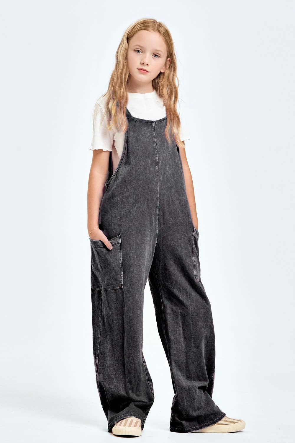 Mineral Wash Overall Jumpsuit | Grey