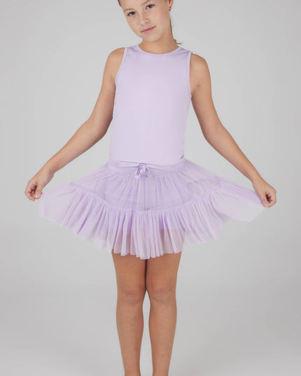 Tank + Mesh Jersey Ruffle Skort + Scrunchie Set | Pastel Lilac