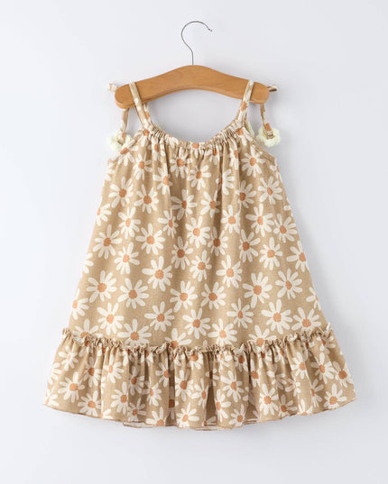 Floral Daisy Shoulder Tie Dress