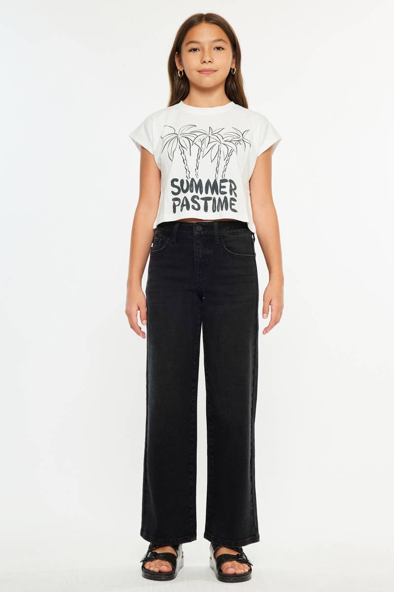 KanCan High Rise Wide Leg Black Denim Jeans
