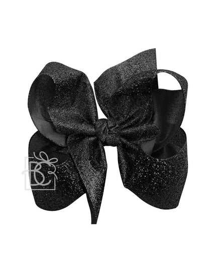 6.5" Black Glitter Metallic Bow