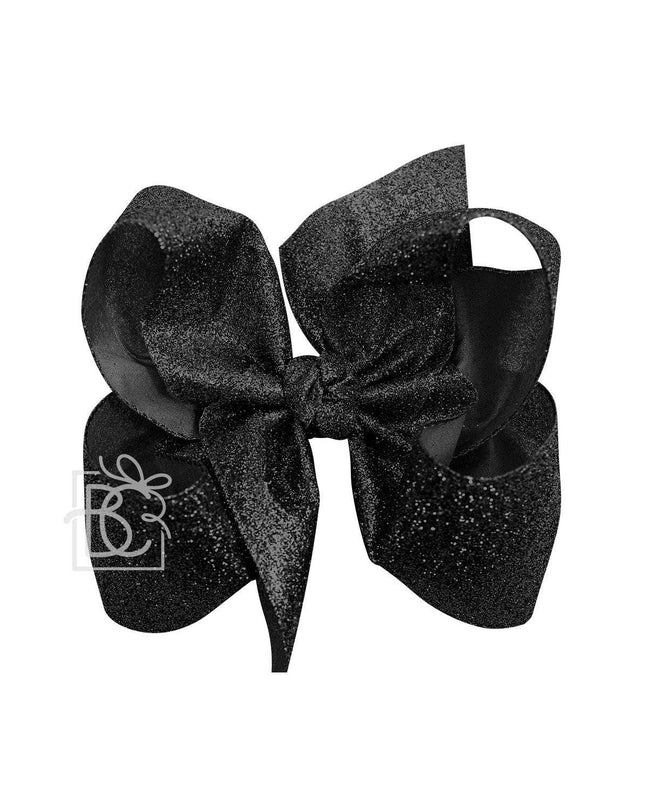 6.5" Black Glitter Metallic Bow