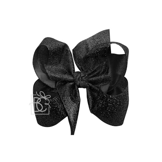 6.5" Black Glitter Metallic Bow