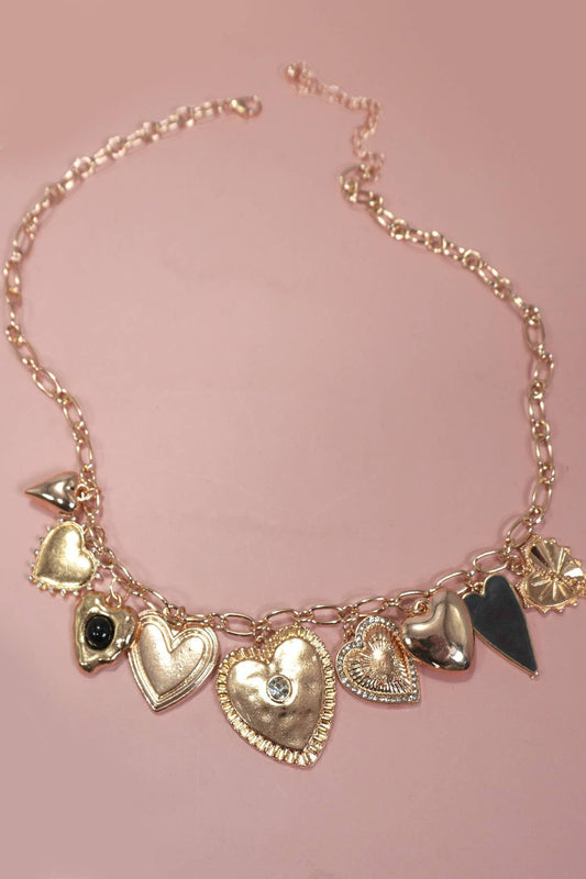 All The Hearts Gold Charm Necklace