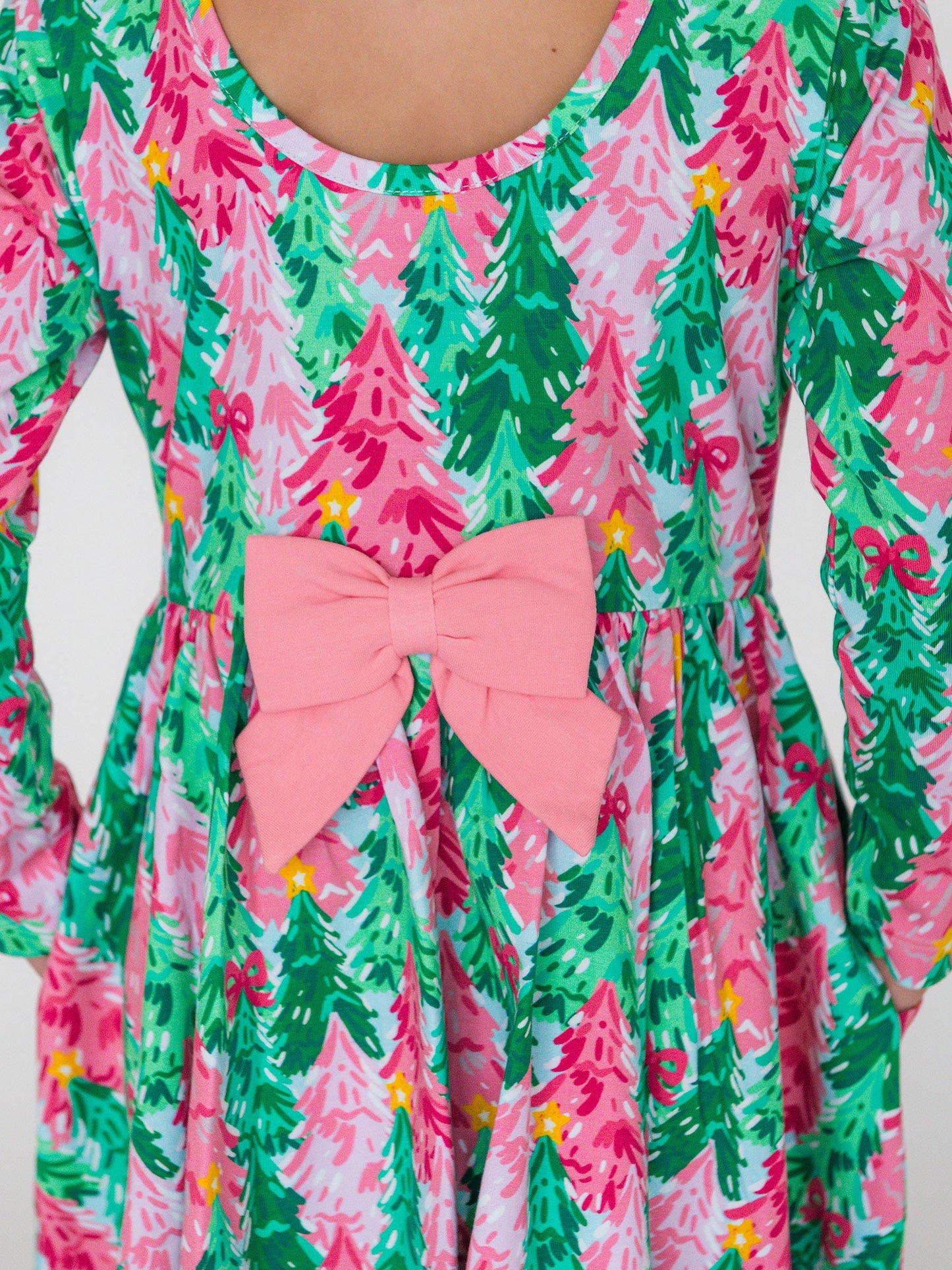 Pink Jolly Grove Knit Long Sleeve Twirl Dress