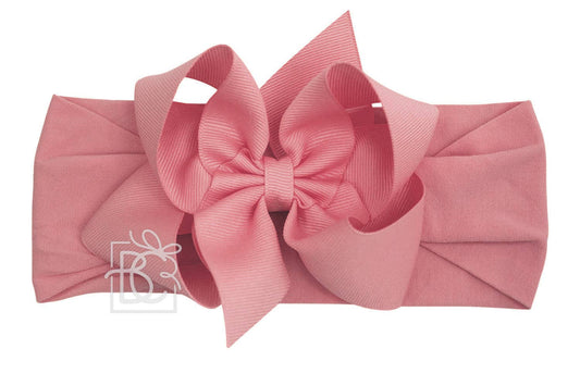 4.5" Grosgrain Bow Stretchy Headband - Mauve