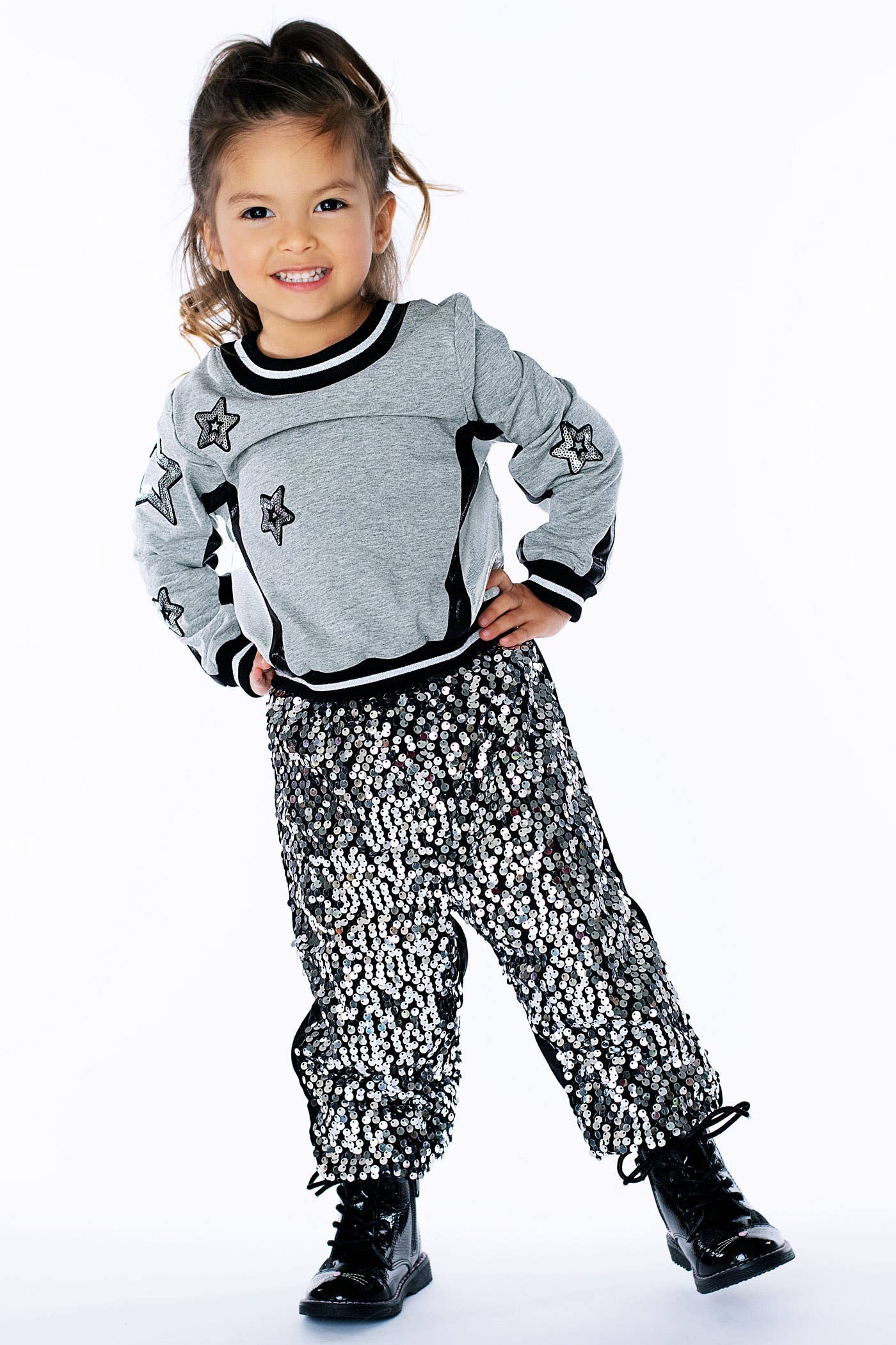 Sequin Jogger | Black Shine