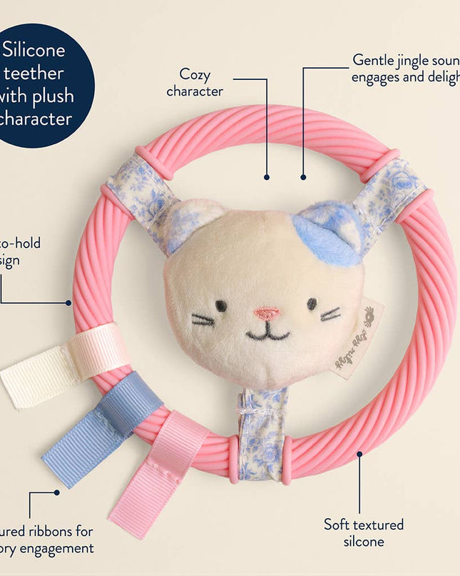 Itzy Ring Pal™ - Teething Ring with Plush Character: Taupe Bear