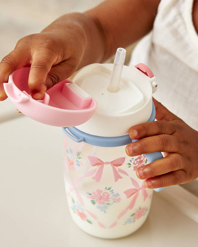Itzy Sips™ - Straw Cup With Snap-Close Lid: Ribbons & Roses