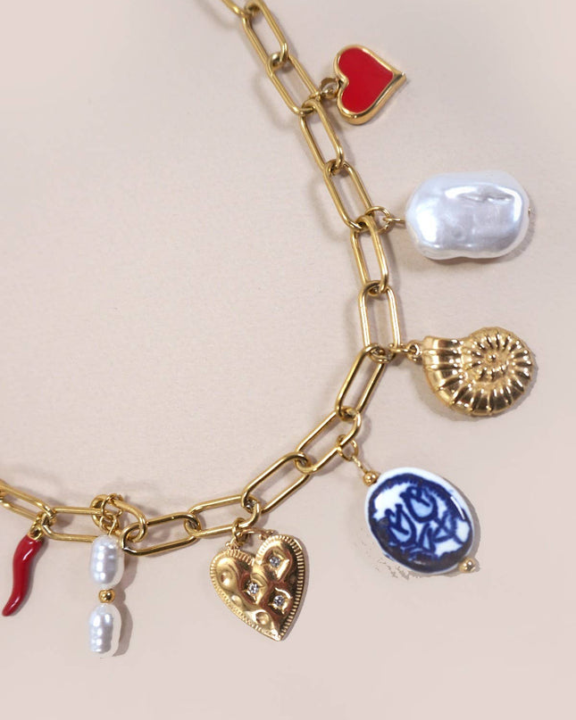 Chile Love | Stainless Steel Gold Charm Necklace