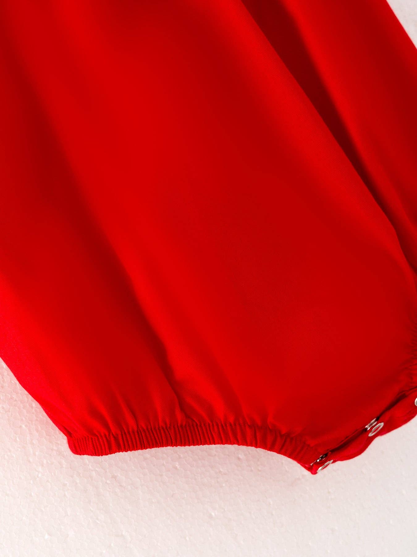 Smocking Bow Embroidery Red Romper