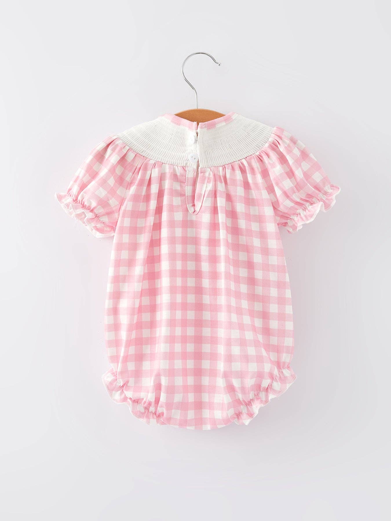 St. Patrick's Day Smocked Embroidered Pink Plaid Romper