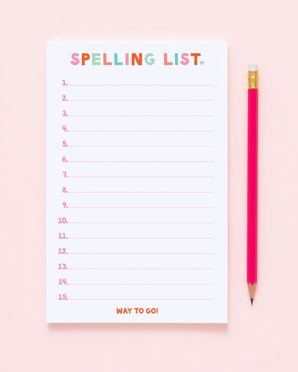 Spelling List Notepad - 5.5x8.5" : Pinks