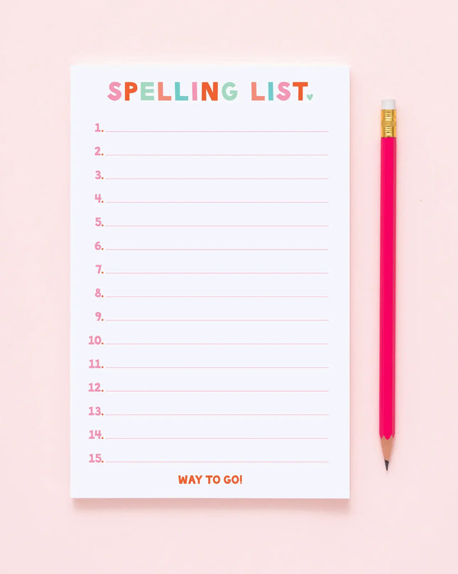 Spelling List Notepad - 5.5x8.5" : Pinks
