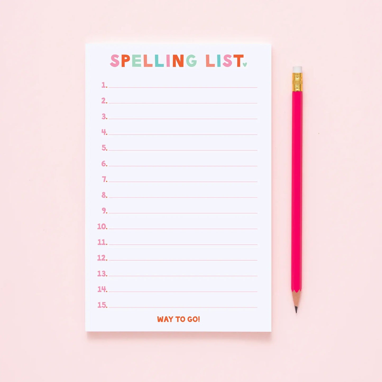 Spelling List Notepad - 5.5x8.5" : Pinks