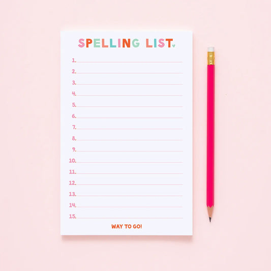 Spelling List Notepad - 5.5x8.5" : Pinks