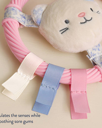 Itzy Ring Pal™ - Teething Ring with Plush Character: Taupe Bear