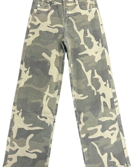 KanCan High Rise Wide Leg Camo Jeans