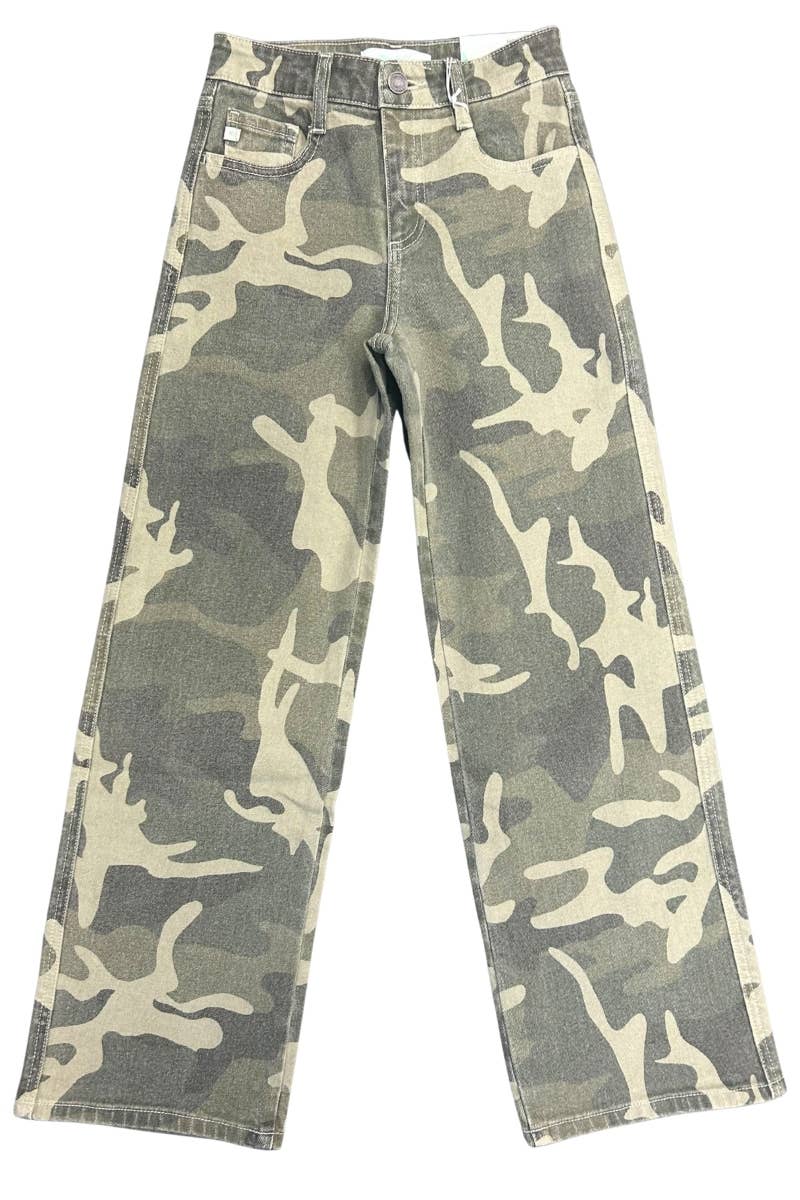 KanCan High Rise Wide Leg Camo Jeans