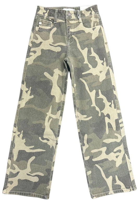 KanCan High Rise Wide Leg Camo Jeans