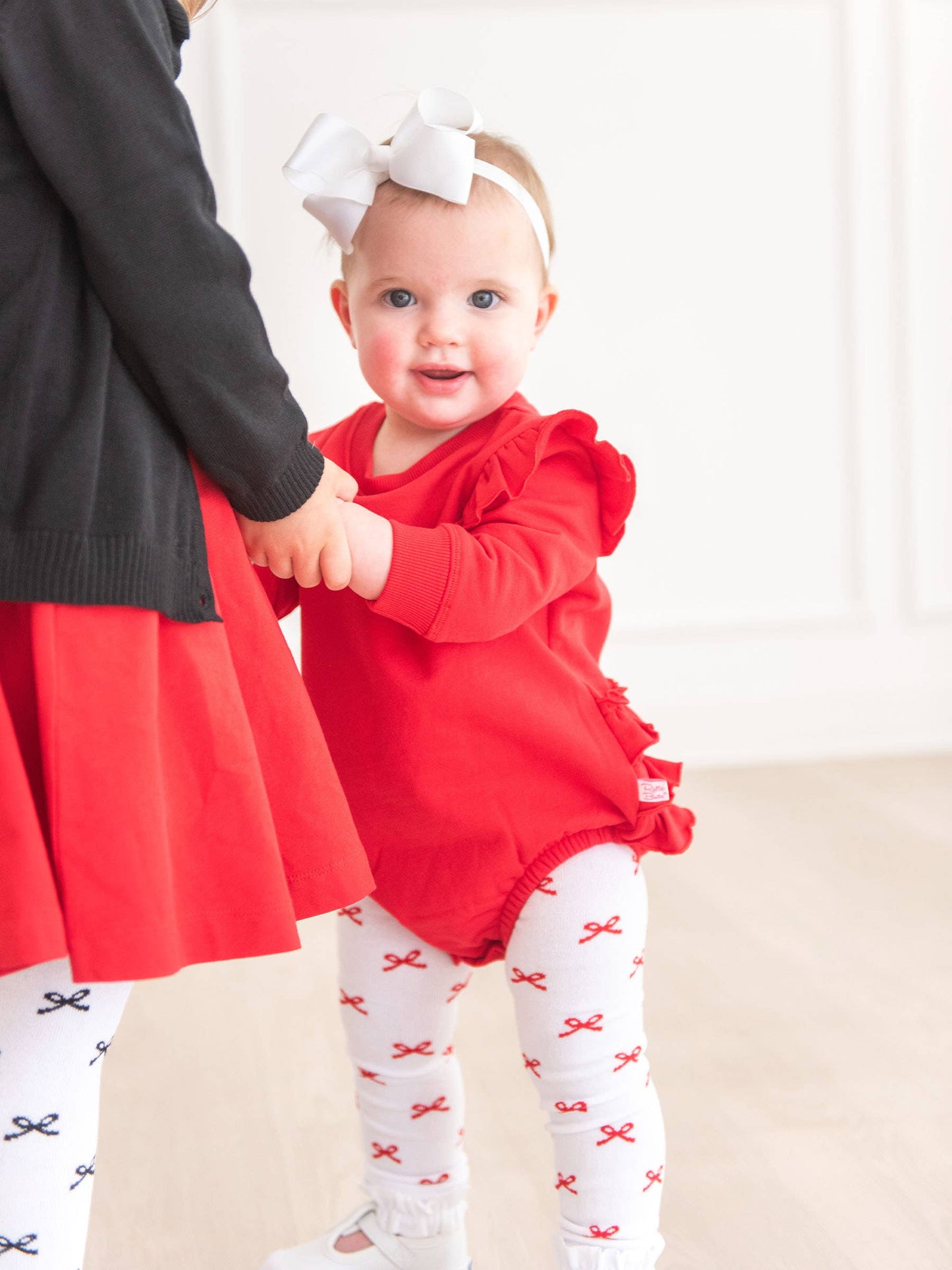 Red Bows Patterned Footless Ruffle Tights