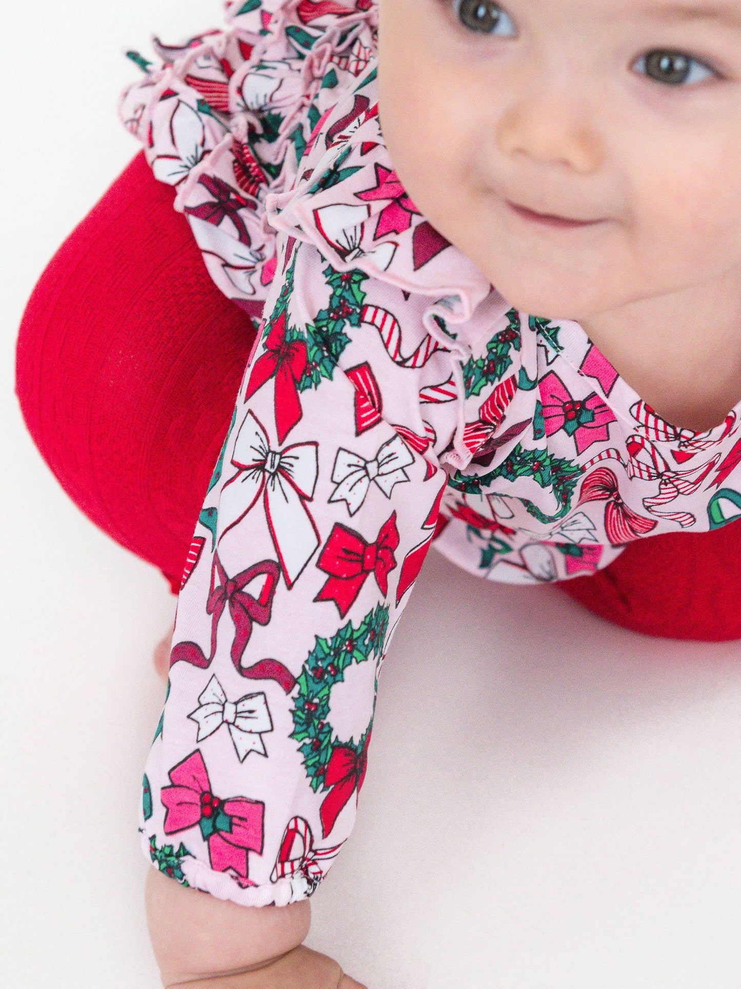 Holly Bow Knit Long Sleeve Flutter Bubble Romper