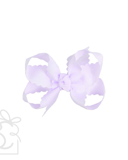SCALLOPED EDGE BOW: Antique White / 3.5" Medium - 1.5" Ribbon on Alligator Clip