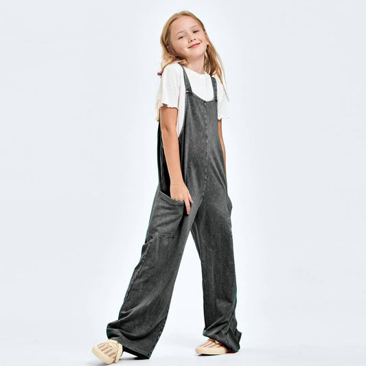 Mineral Wash Overall Jumpsuit | Grey