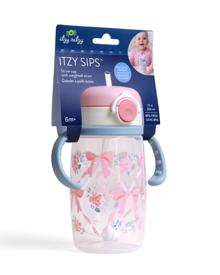Itzy Sips™ - Straw Cup With Snap-Close Lid: Ribbons & Roses