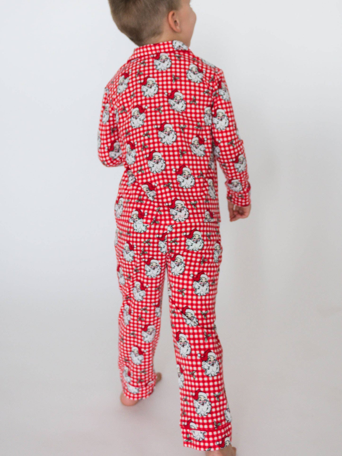 Red Dear Santa Long Sleeve Button Up Pajama Set