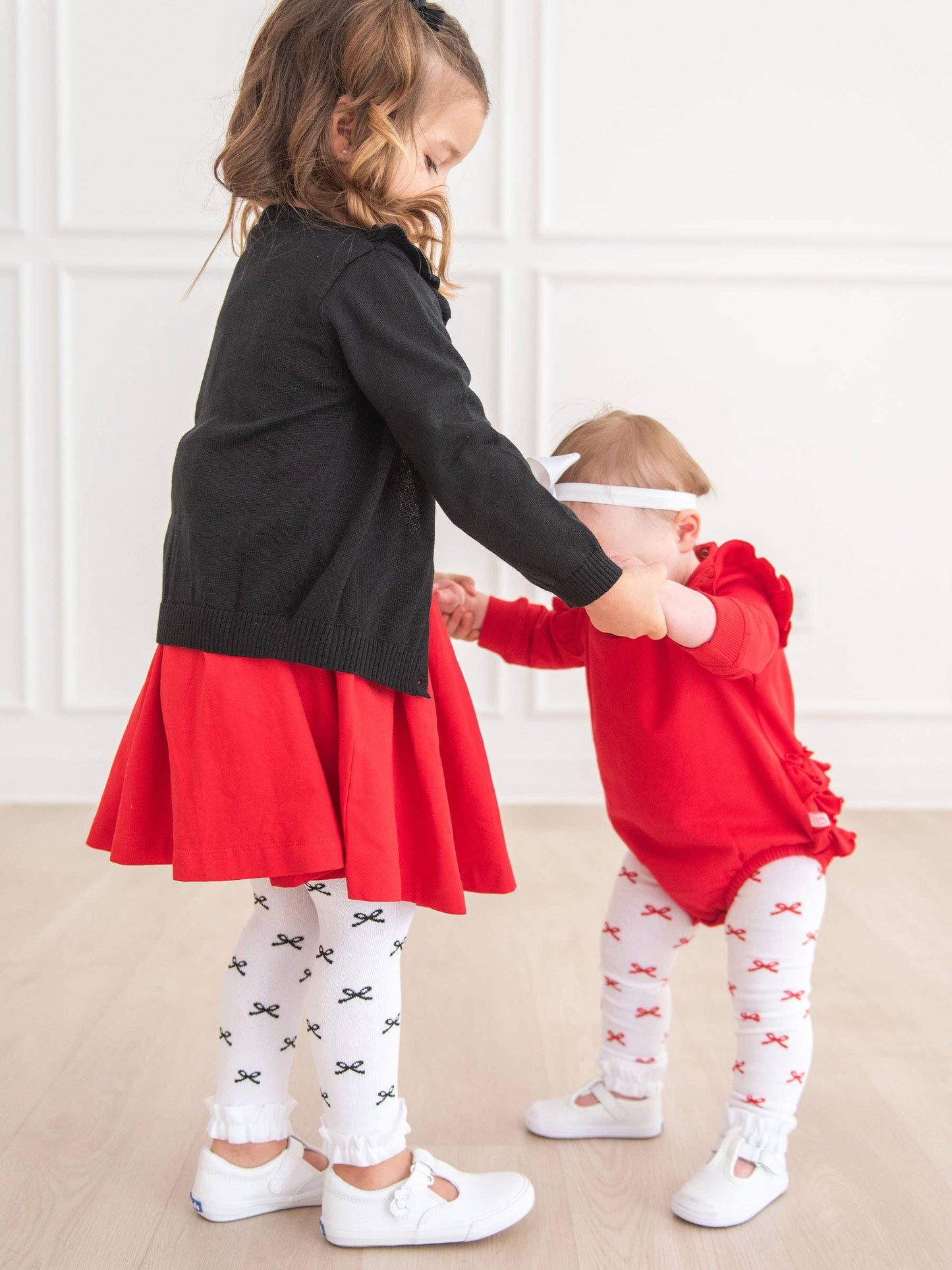 Red Bows Patterned Footless Ruffle Tights