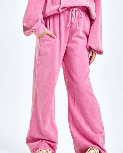 Mineral wash wide leg sweatpants: Charcoal