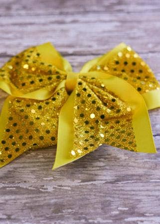 Sequin Cheer Hair Bows: Yellow Gold