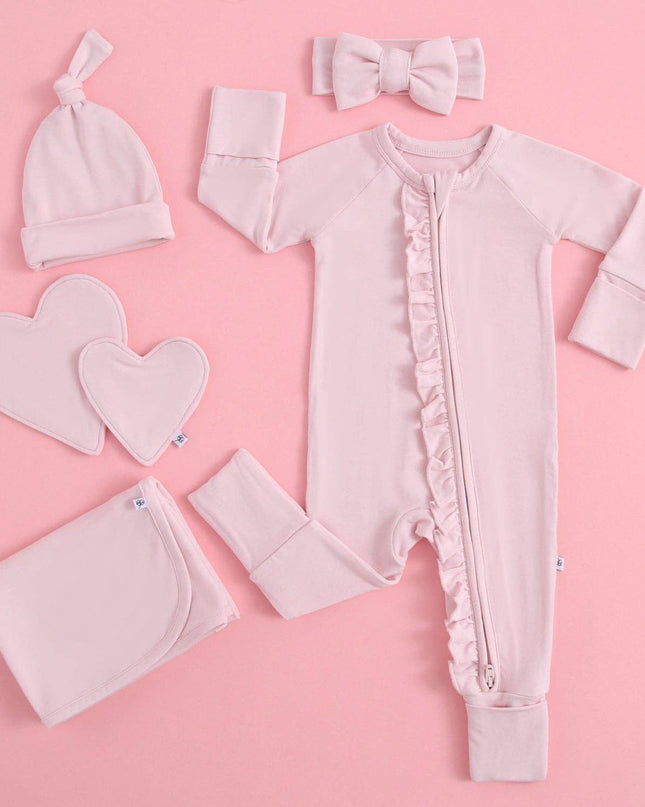 Dawn Ruffled Zippered Baby Romper | Pink